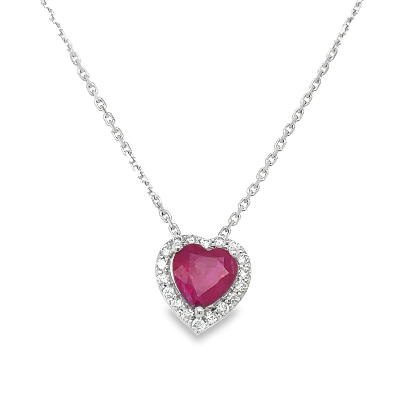 18KT WHITE GOLD RUBY AND DIAMOND NECKLACE