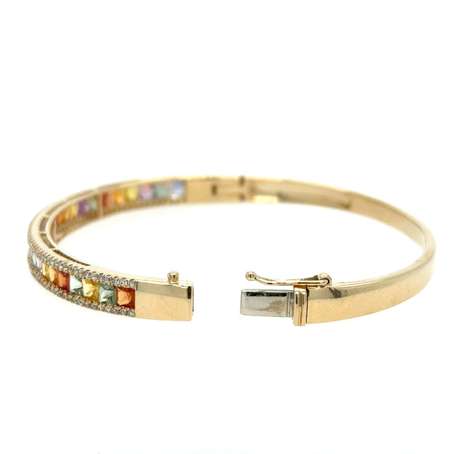 14KT DIAMOND MULTI SAPPHIRE BANGLE
