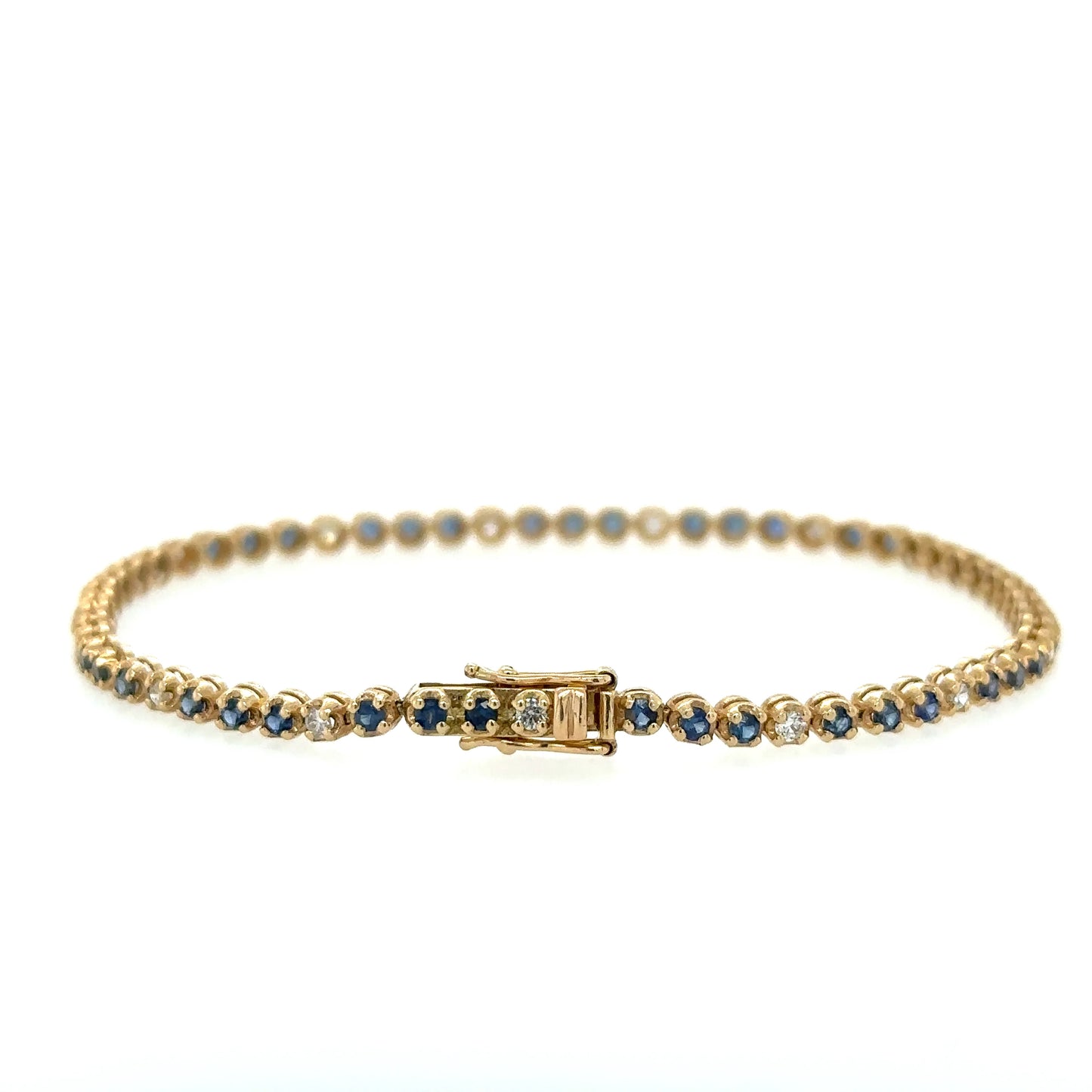 14KT YELLOW GOLD SAPPHIRE AND DIAMONDS BRACELET