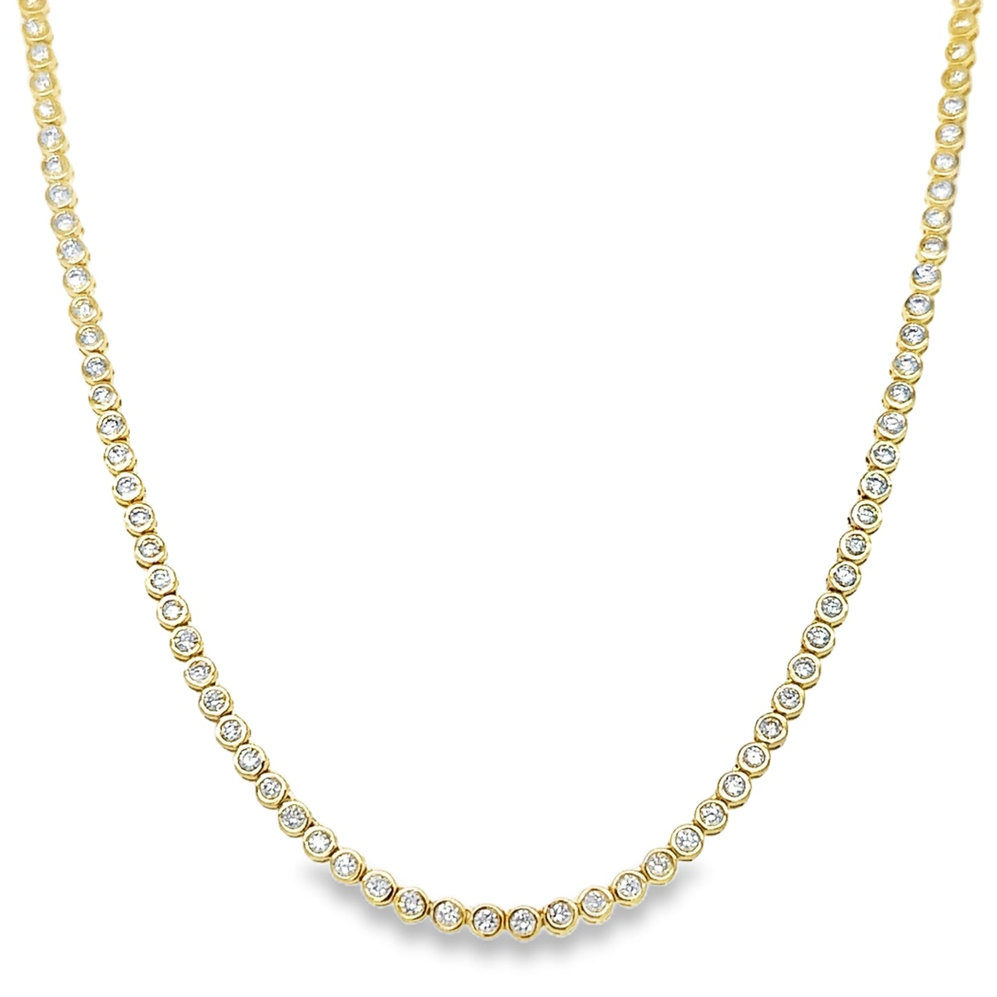 14KT GOLD DIAMOND BEZEL TENNIS NECKLACE (5.00 CTS)