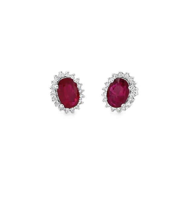 18KT WHITE GOLD RUBY AND DIAMONDS EARRING