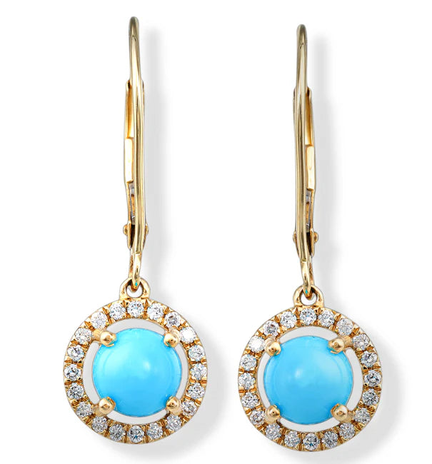 14KT. DIAMOND/TURQUOISE EARRINGS
