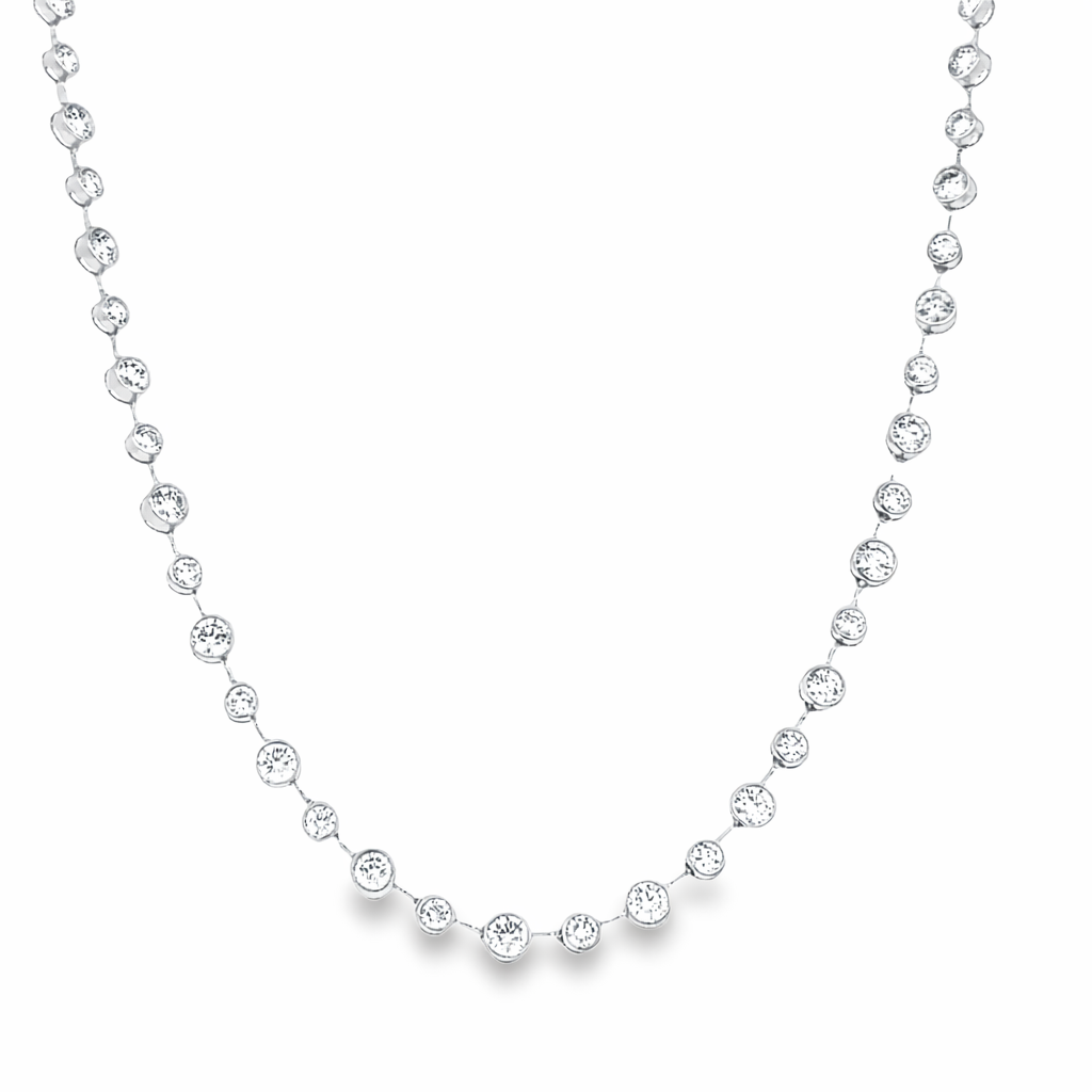 14KT GOLD STATION DIAMOND BEZEL TENNIS NECKLACE (3.50 CTS)