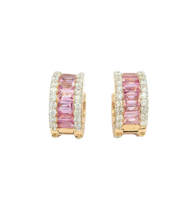 18KT ROSE GOLD PINK SAPPHIRE AND DIAMONDS EARRING
