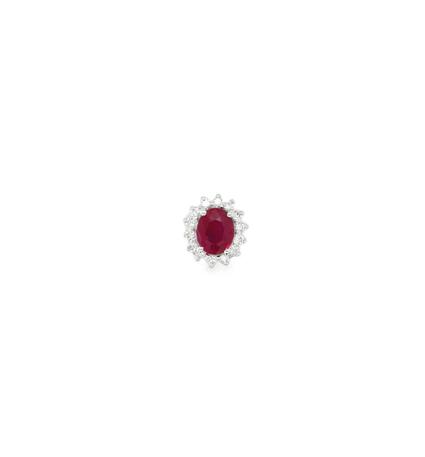 18KT WHITE GOLD DIAMOND AND RUBY PENDENT