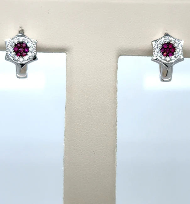 18K YELLOW GOLD RUBY AND DIAMOND EARRING
