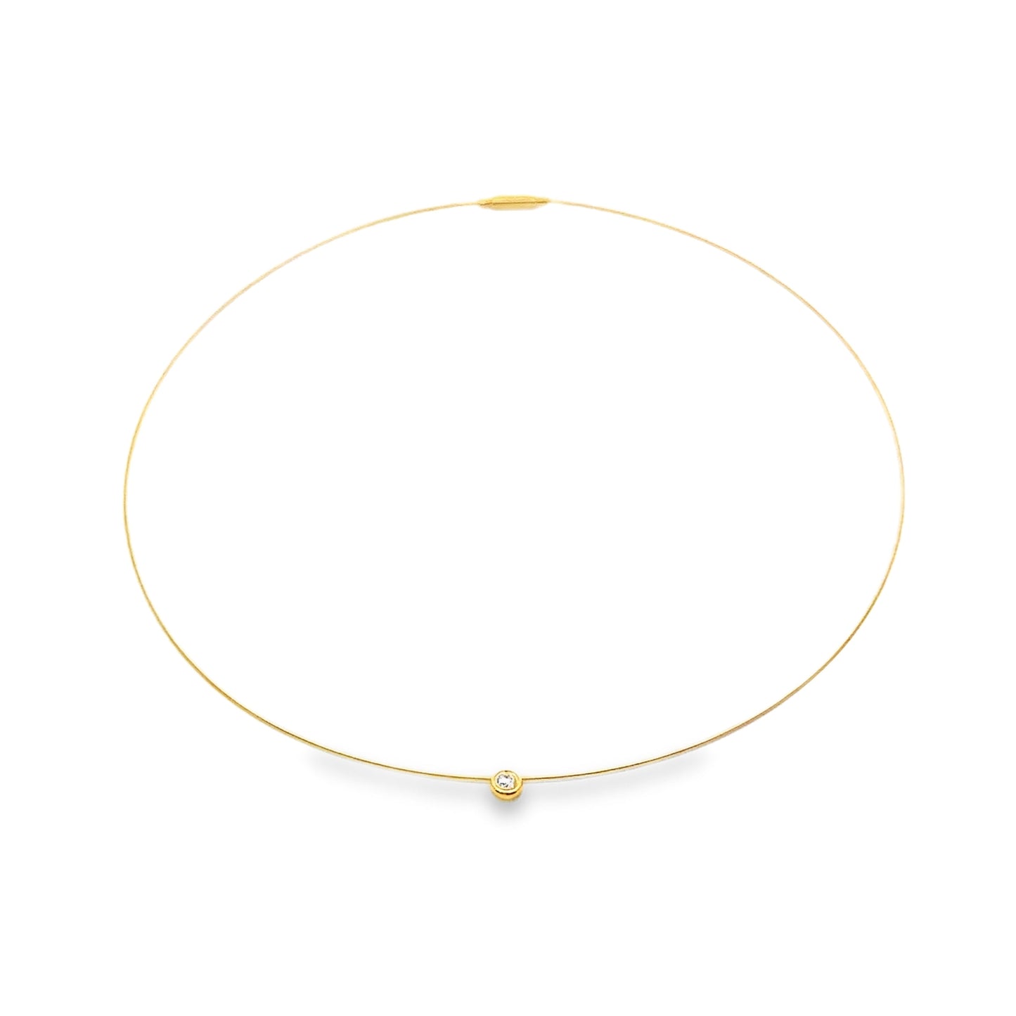 18KT GOLD OMEGA NECKLACE WITH FLOATING DIAMOND 16"