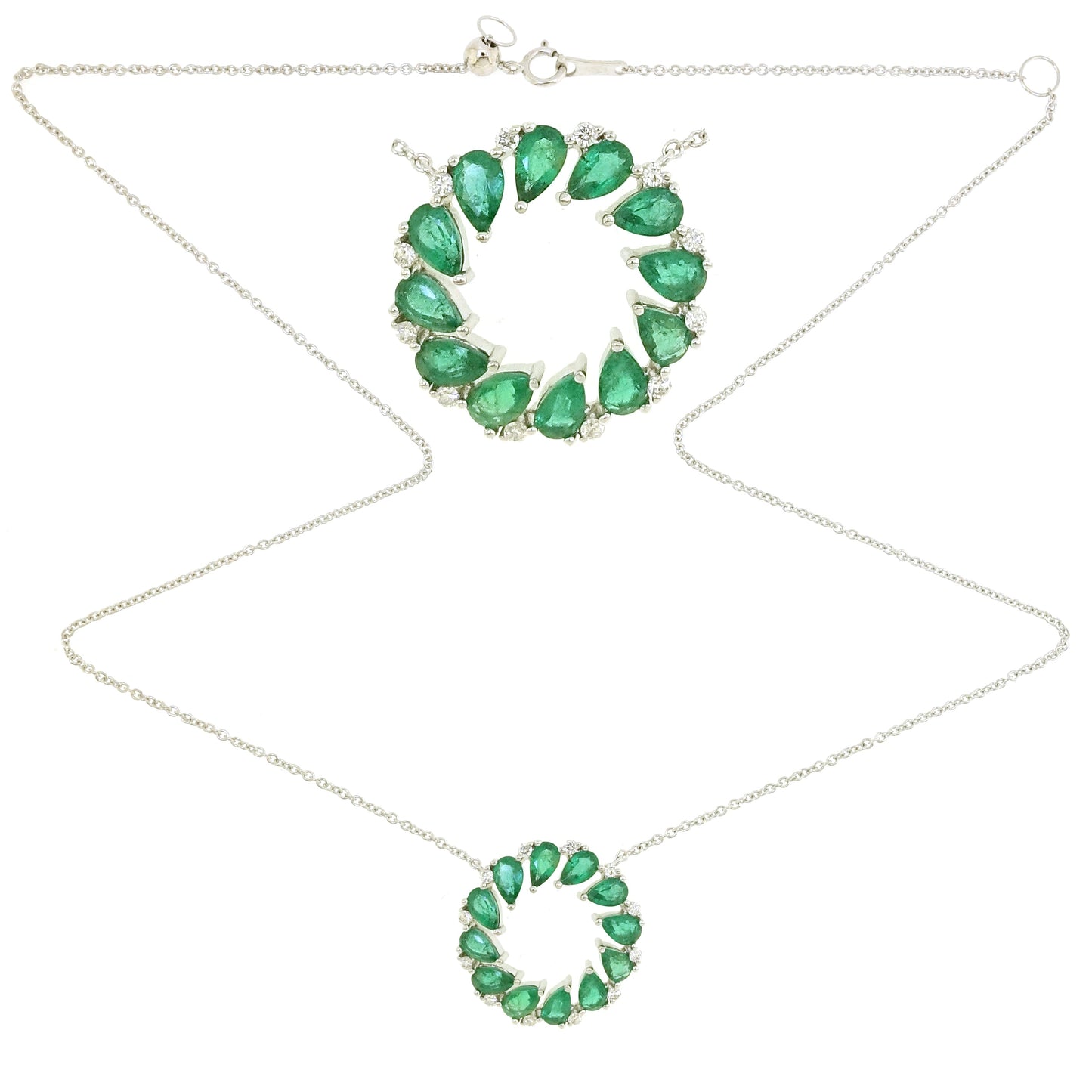 18KT GOLD EMERALD AND DIAMOND NECKLACE