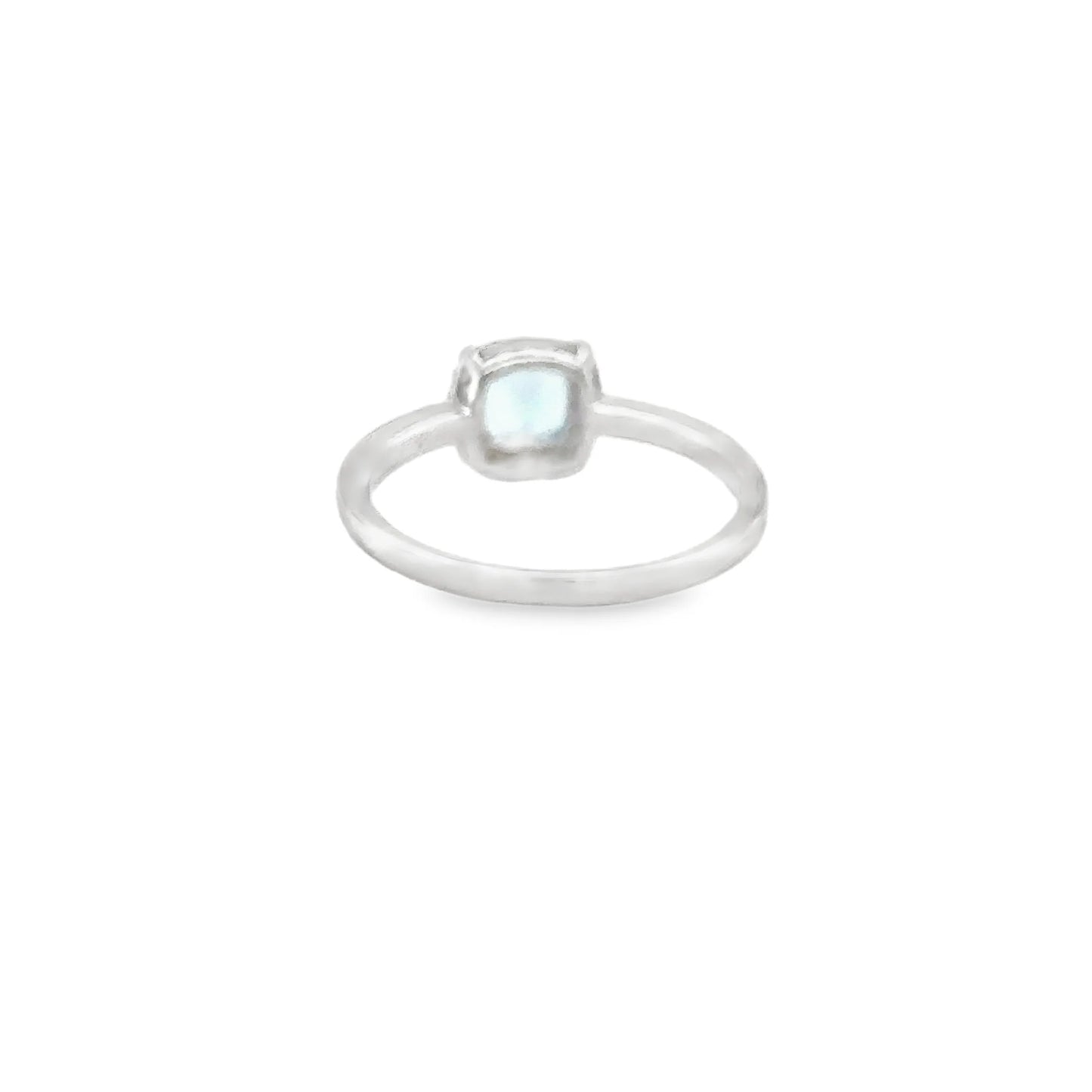 14KT WHITE GOLD AQUAMARINE RING WITH DIAMONDS