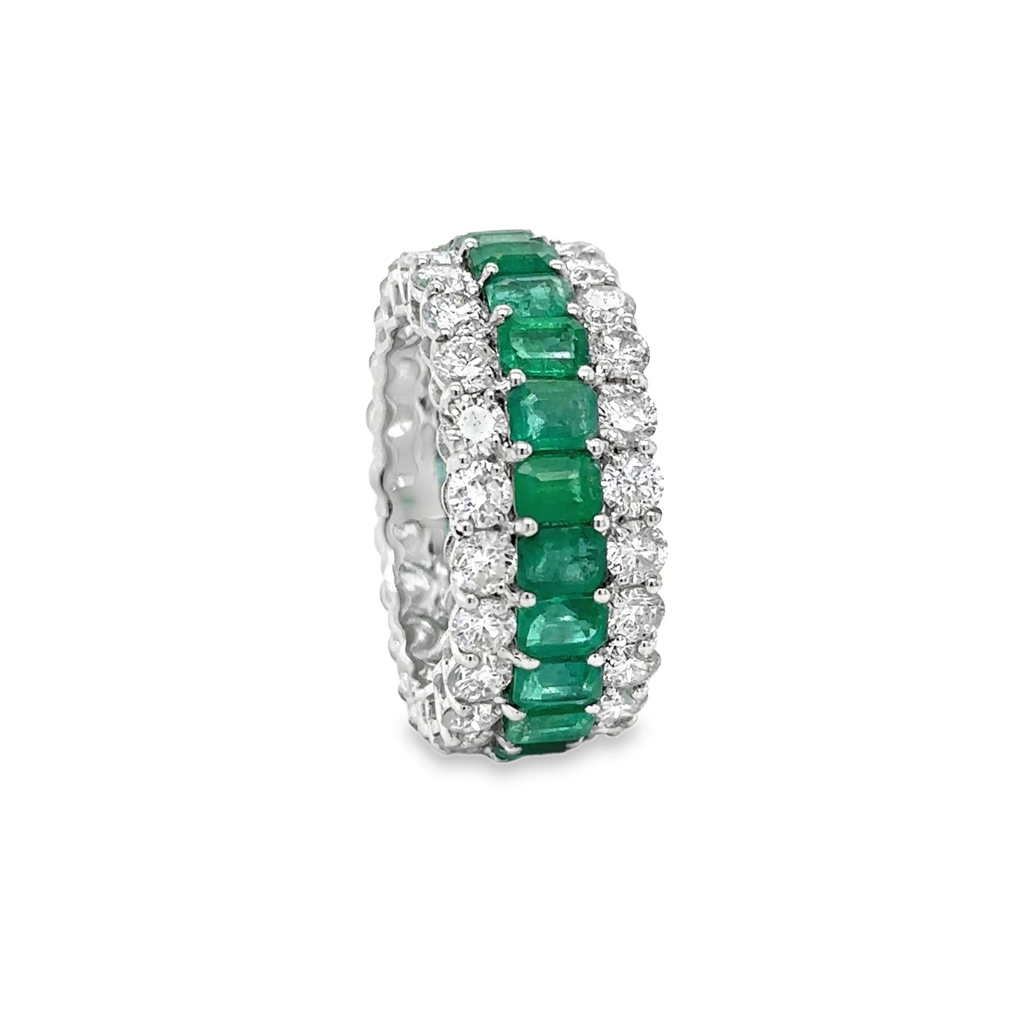 14KT WHITE GOLD EMERALD DIAMOND RING