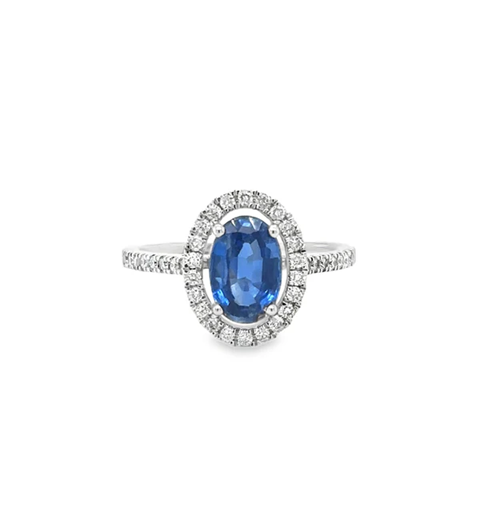 14KT WHITE GOLD KYANITE AND DIAMONDS RING