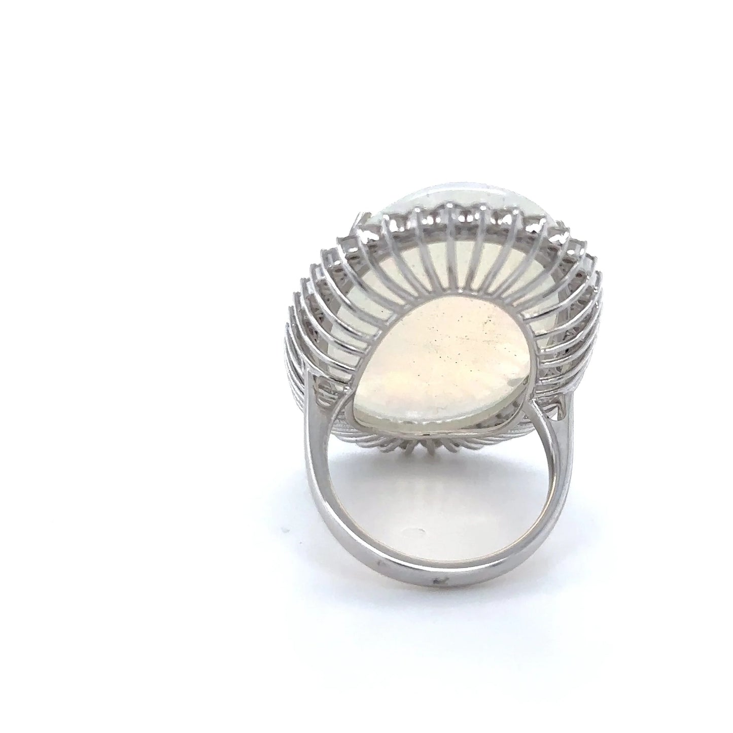 14KT WHITE GOLD OPAL AND DIAMONDS RING