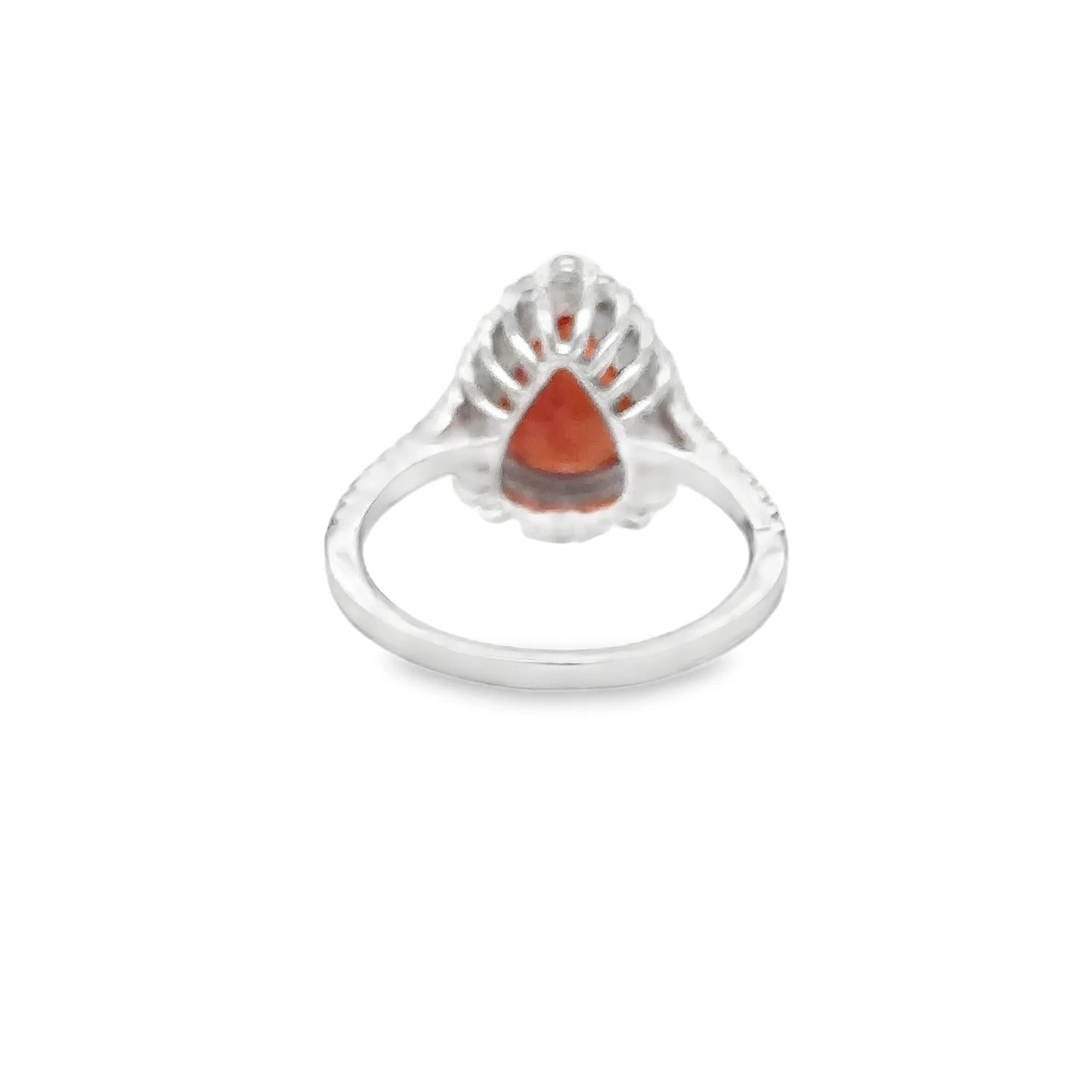 14KT WHITE GOLD ORANGE SAPPHIRE AND DIAMONDS RING