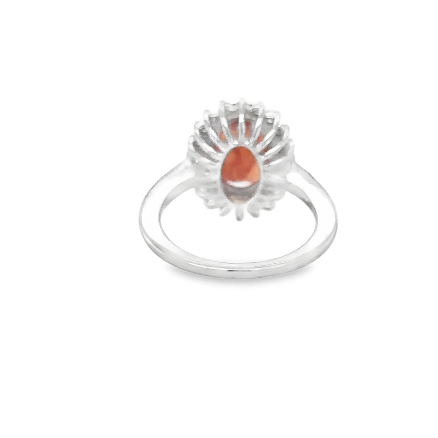 14KT WHITE GOLD ORANGE SAPPHIRE AND DIAMONDS RING