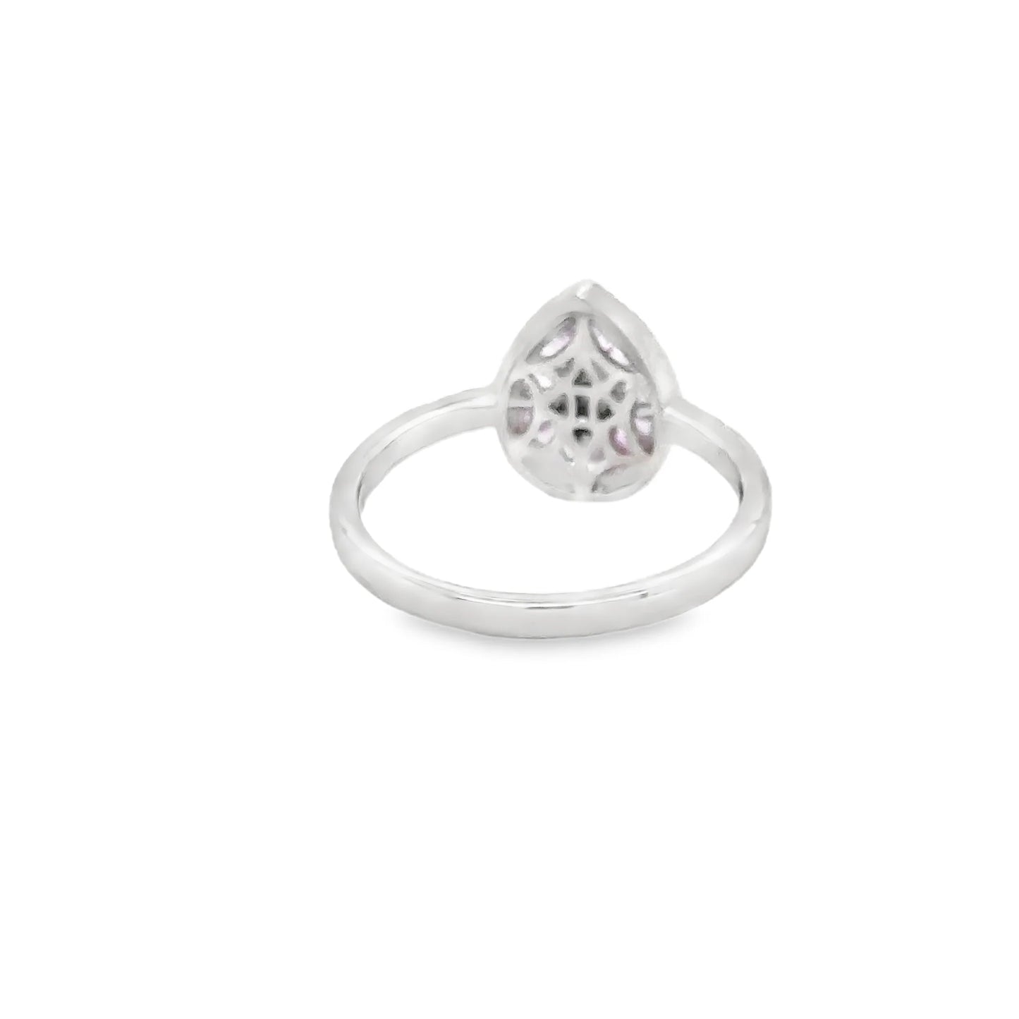 14KT WHITE GOLD PINK SAPPHIRE AND DIAMONDS PEAR SHAPE RING