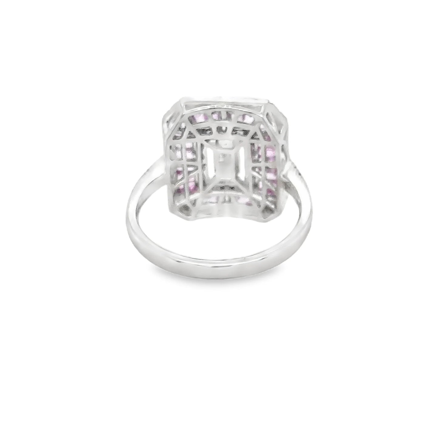 14KT WHITE GOLD PINK SAPPHIRE AND DIAMONDS RING