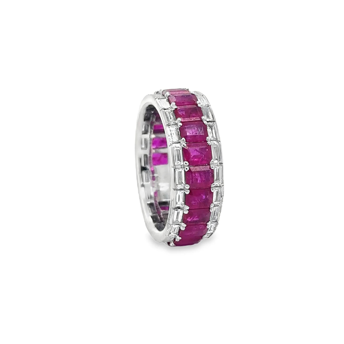 14KT WHITE GOLD RUBY AND DIAMONDS RING