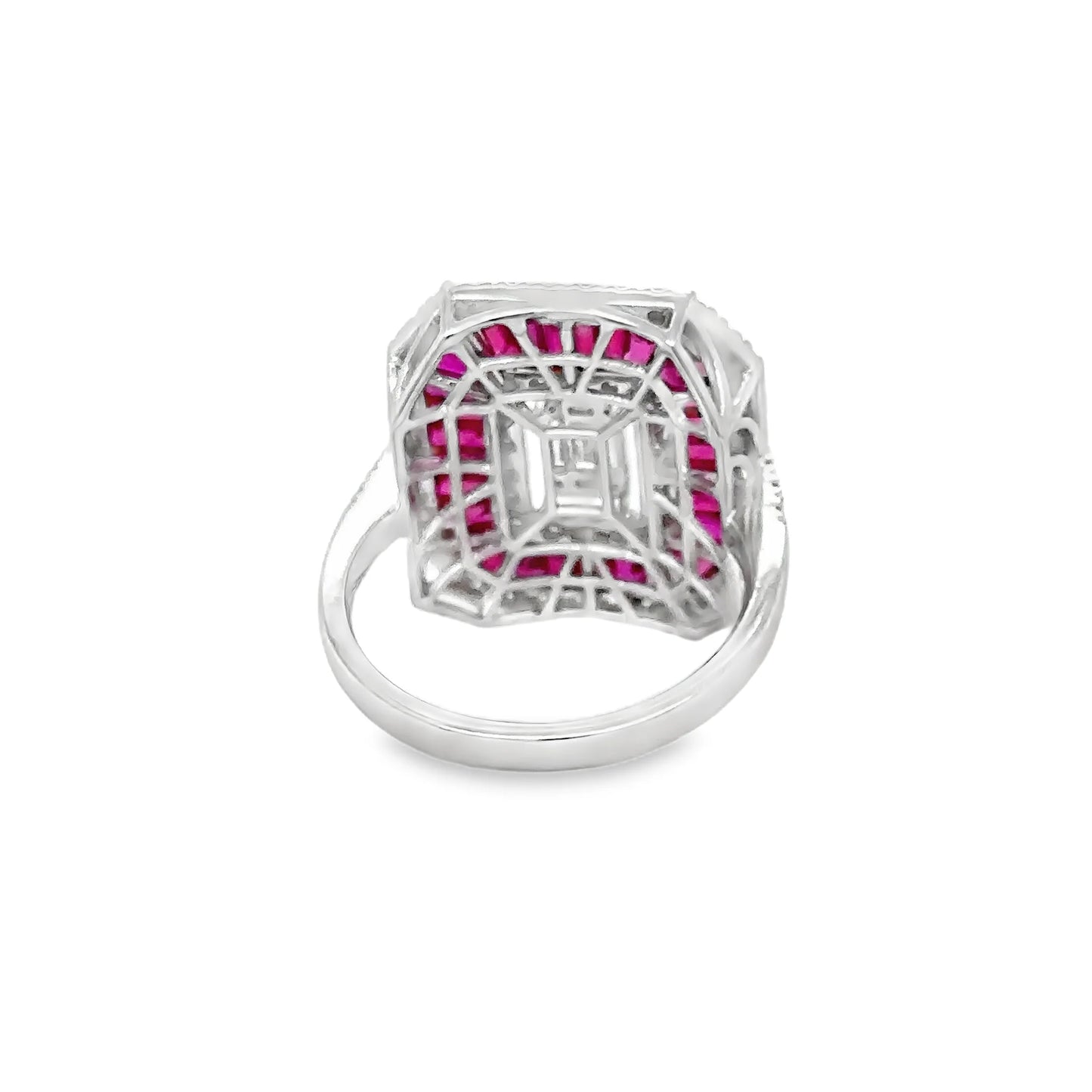 14KT WHITE GOLD RUBY AND DIAMONDS RING