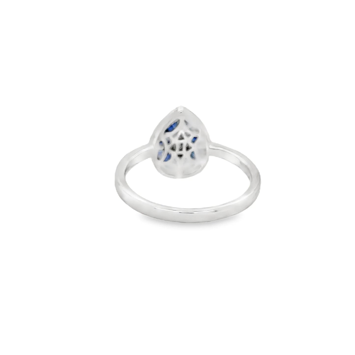 14KT WHITE GOLD SAPPHIRE AND DIAMONDS PEAR SHAPE RING