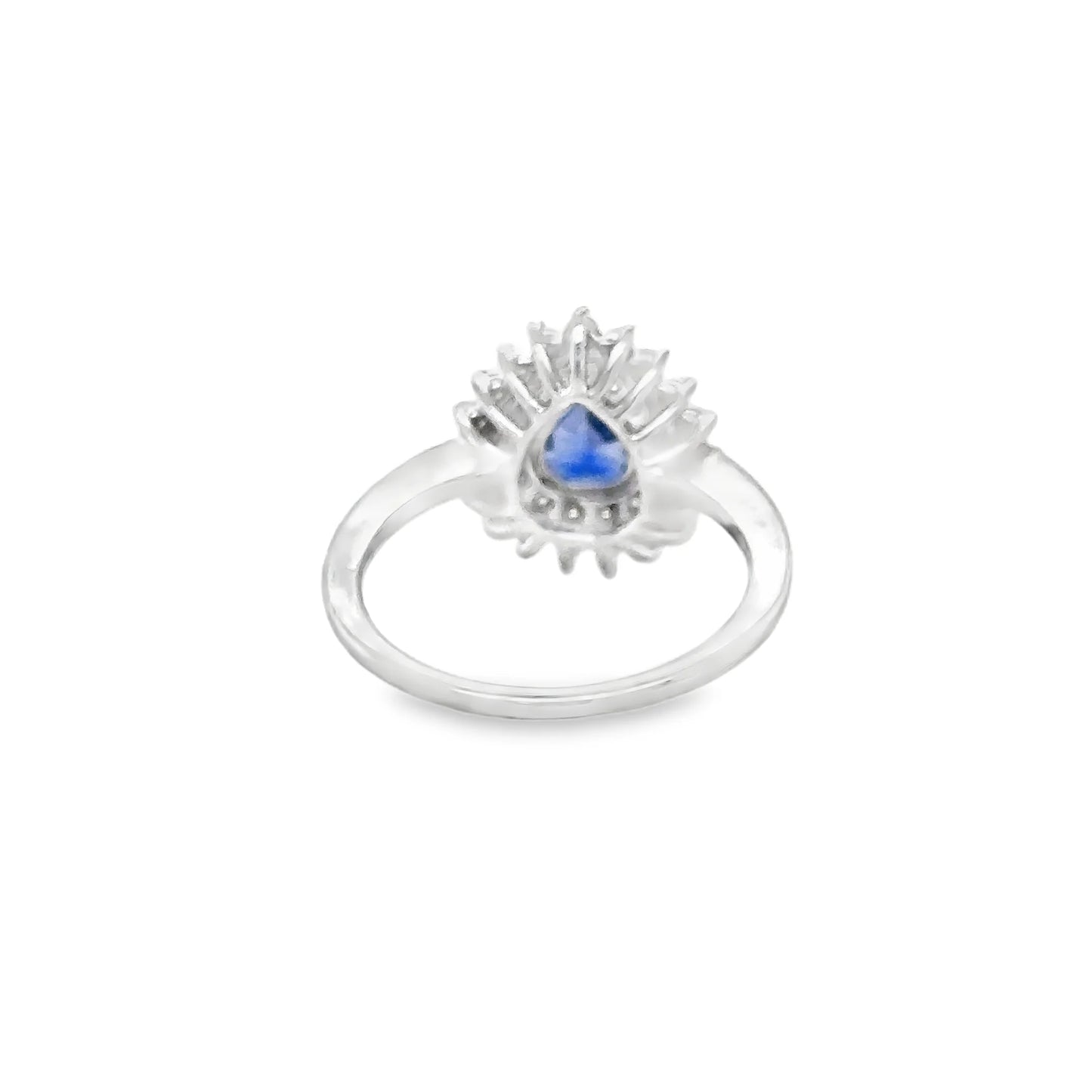 14KT WHITE GOLD SAPPHIRE AND DIAMONDS RING