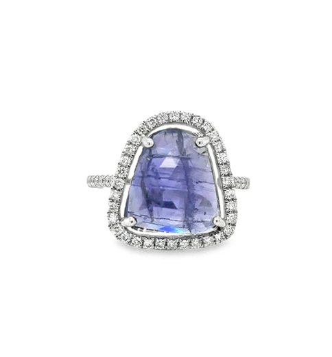 14KT WHITE GOLD TANZANITE AND DIAMONDS RING