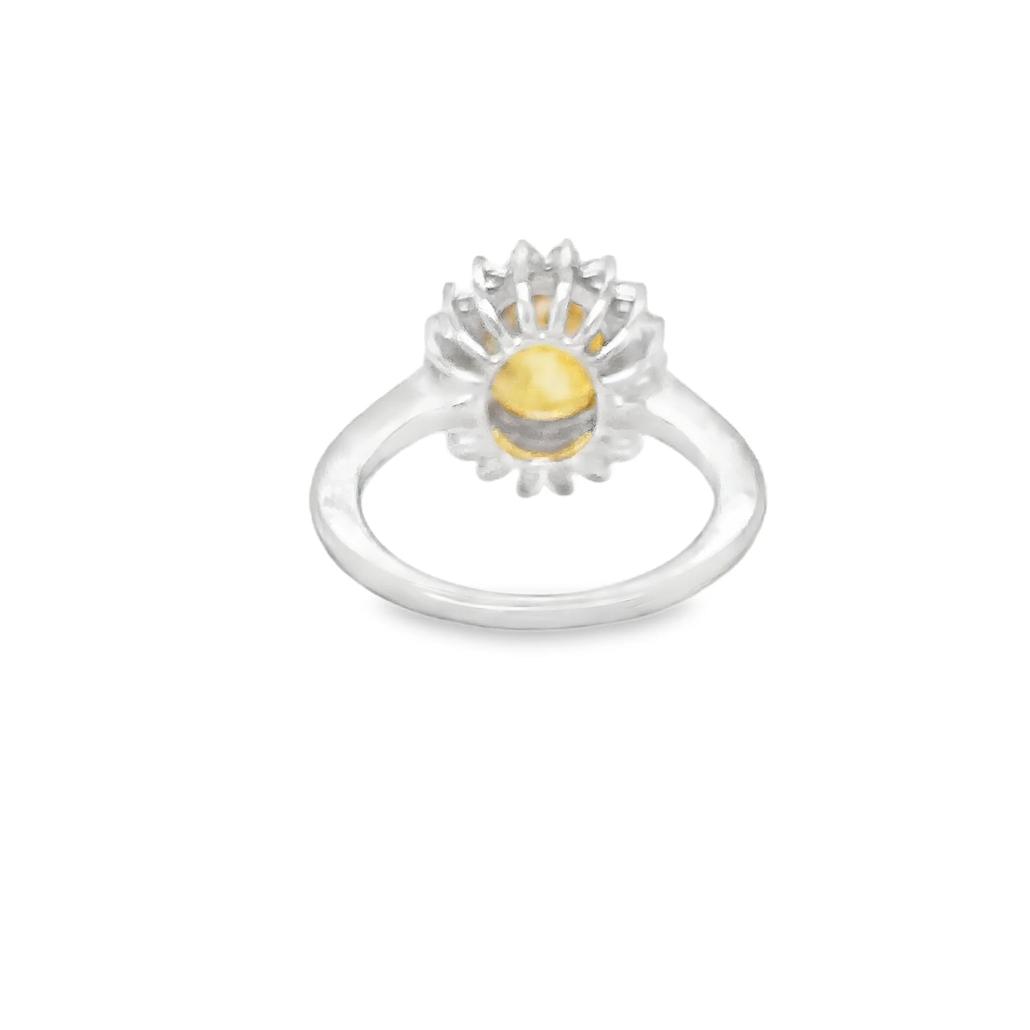 14KT WHITE GOLD YELLOW SAPPHIRE AND DIAMONDS RING