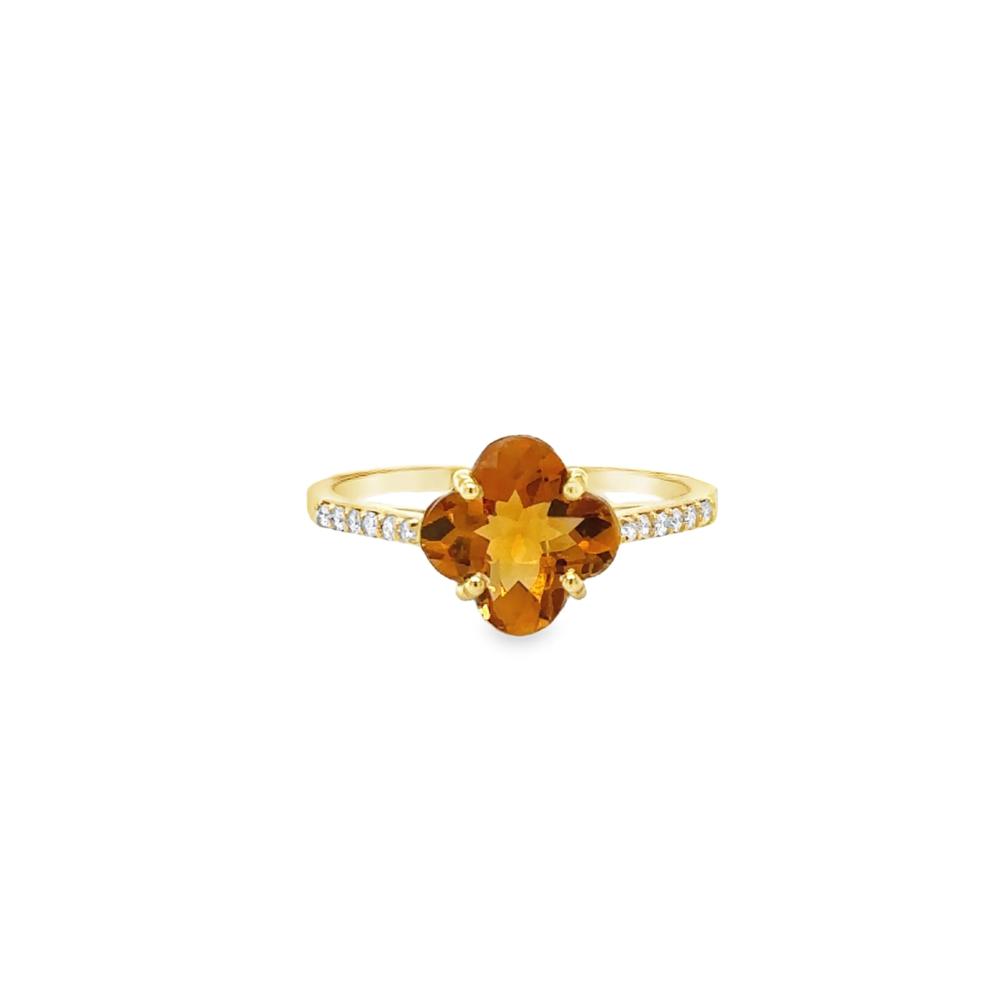 14KT YELLOW GOLD CITRINE AND DIAMONDS RING