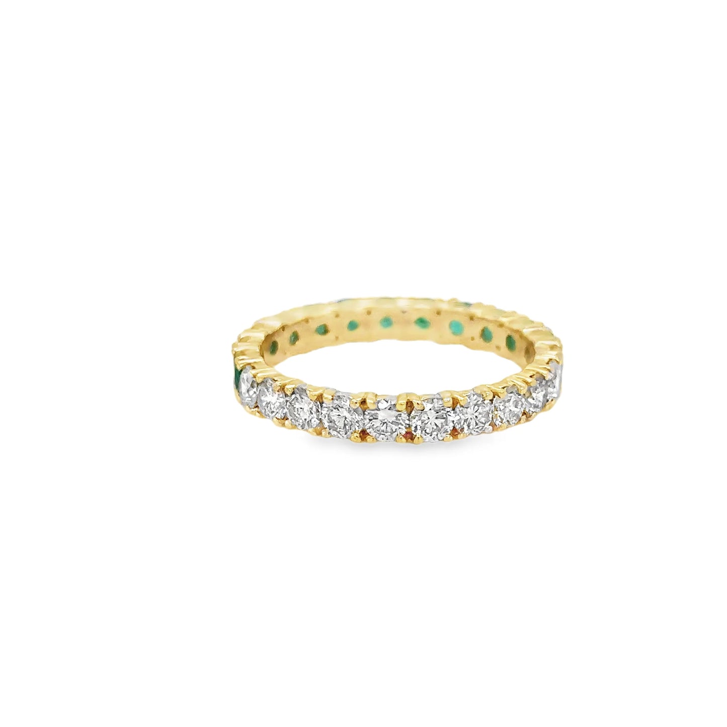 14KT YELLOW GOLD EMERALD AND DIAMONDS RING