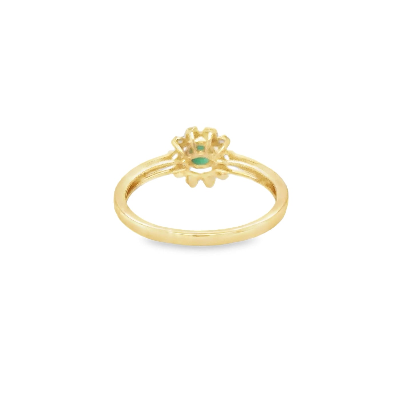 14KT YELLOW GOLD EMERALD AND DIAMONDS RING