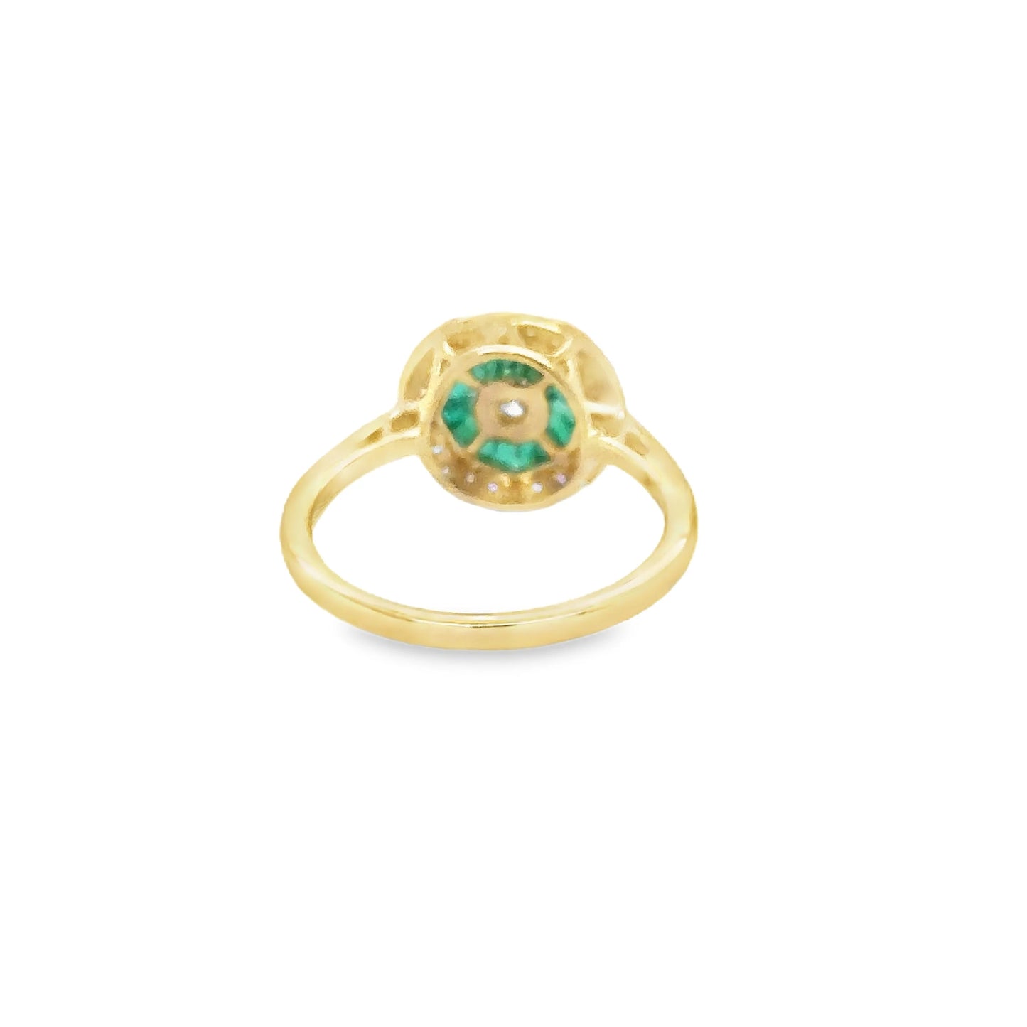 14KT YELLOW GOLD EMERALD AND DIAMONDS RING