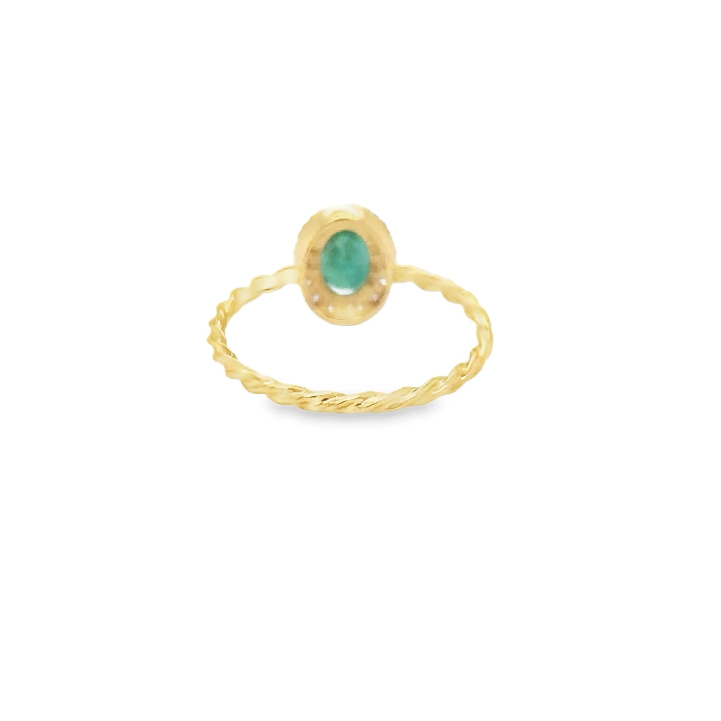 14KT YELLOW GOLD EMERALD AND DIAMONDS RING