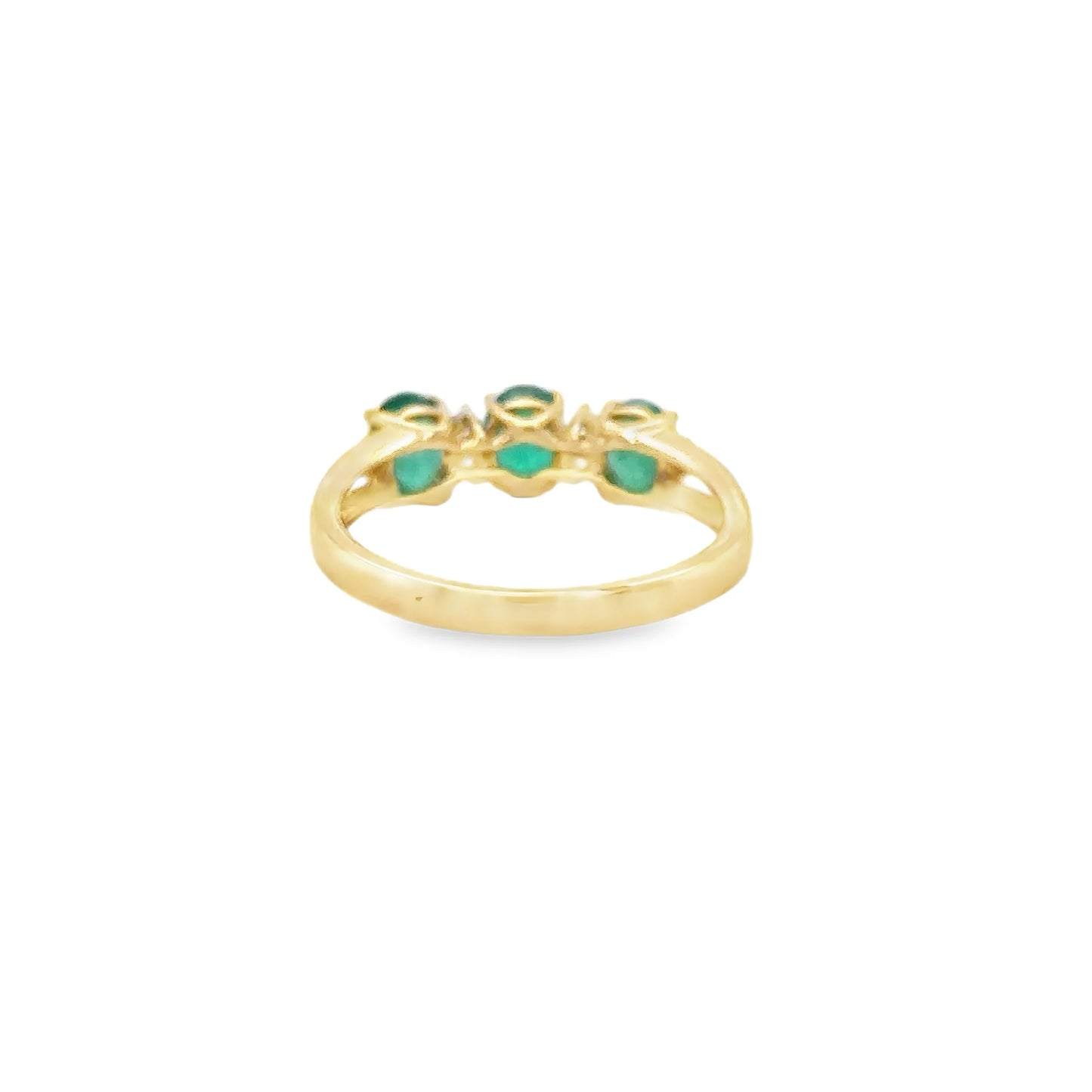14KT YELLOW GOLD EMERALD AND DIAMONDS RING