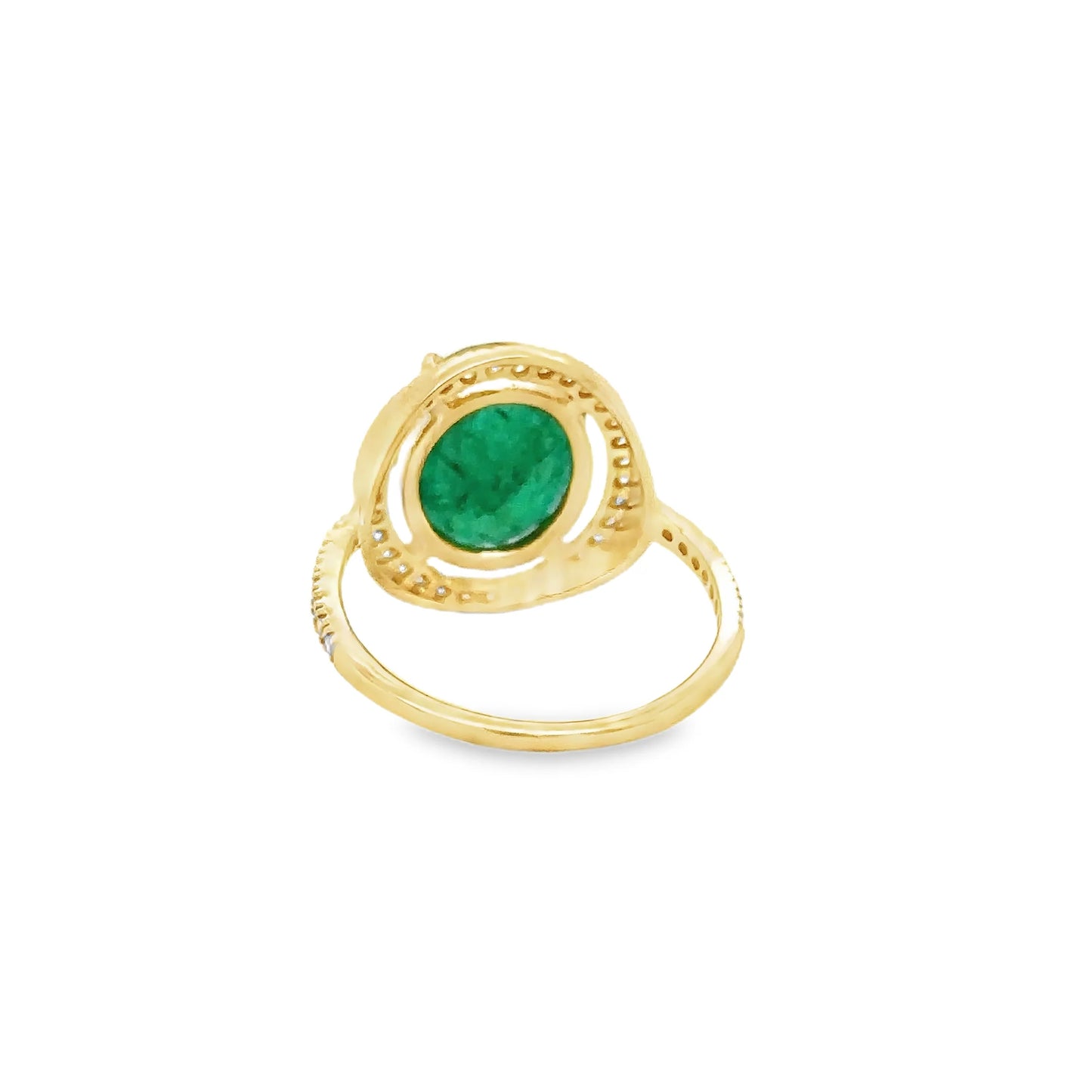 14KT YELLOW GOLD EMERALD AND DIAMONDS RING