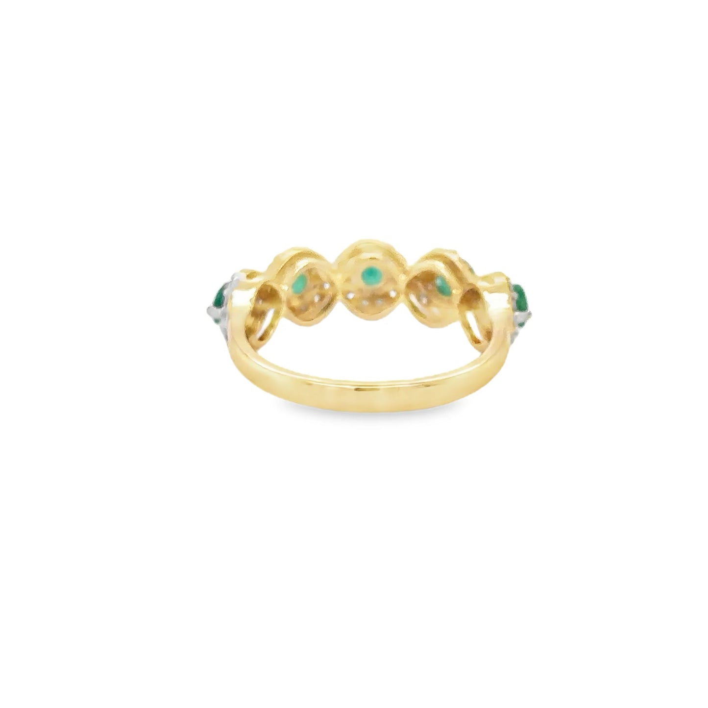 14KT YELLOW GOLD EMERALD AND DIAMONDS RING