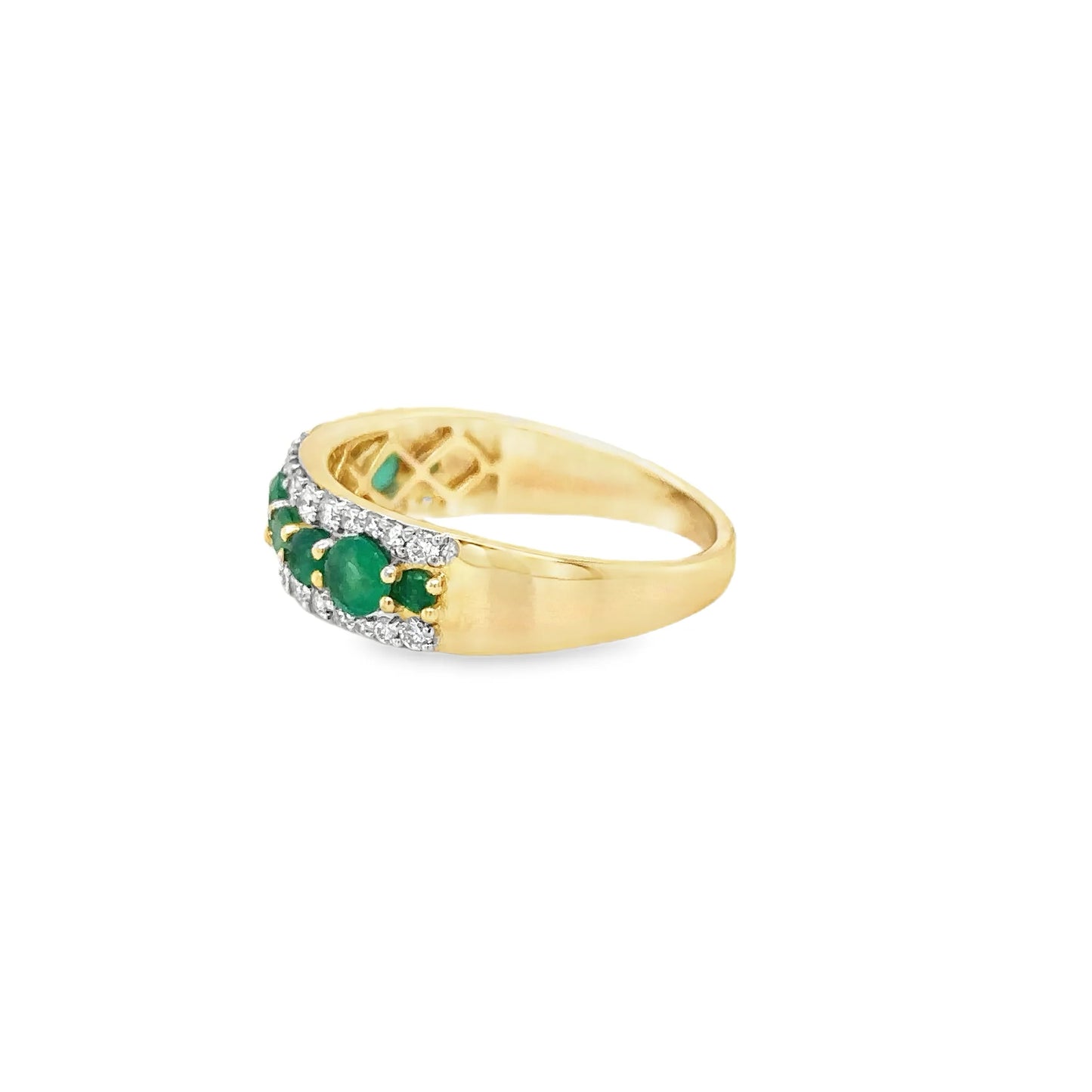 14KT YELLOW GOLD EMERALD AND DIAMONDS RING