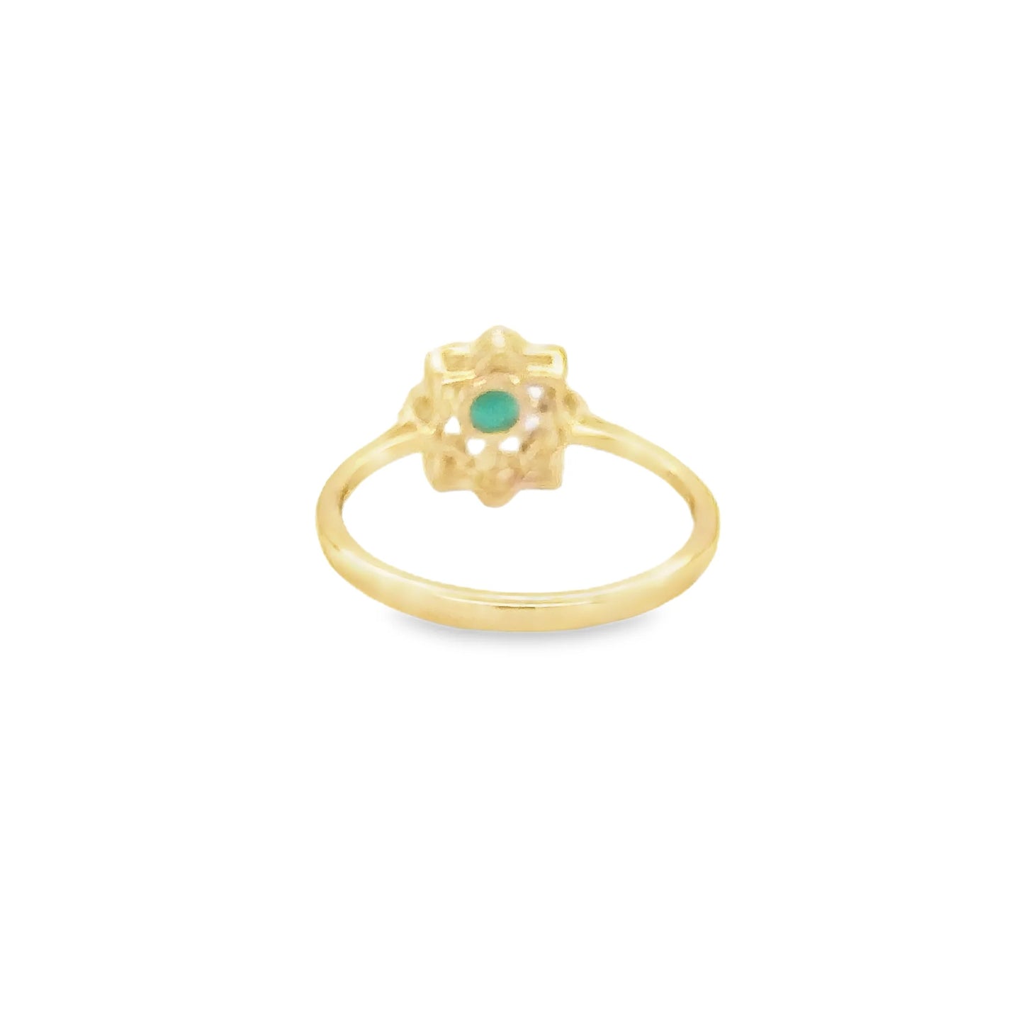 14KT YELLOW GOLD EMERALD AND DIAMONDS RING