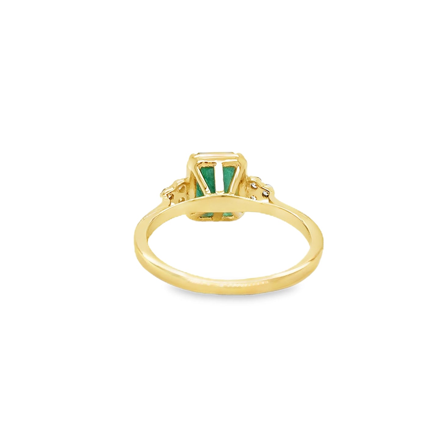 14KT YELLOW GOLD EMERALD AND DIAMONDS RING