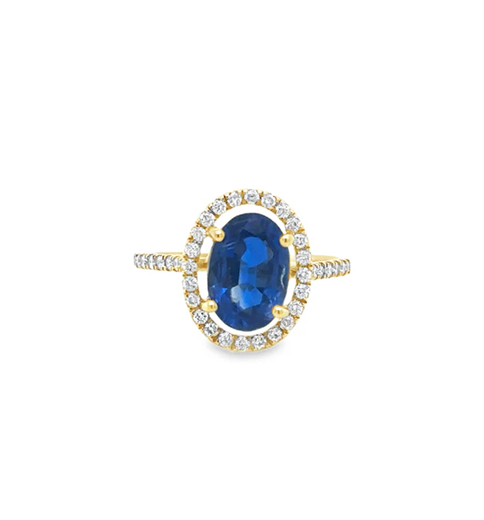14KT YELLOW GOLD KYANITE AND DIAMONDS RING