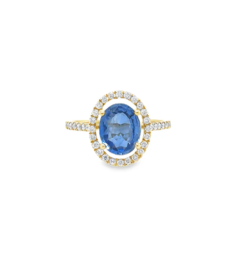 14KT YELLOW GOLD KYANITE AND DIAMONDS RING