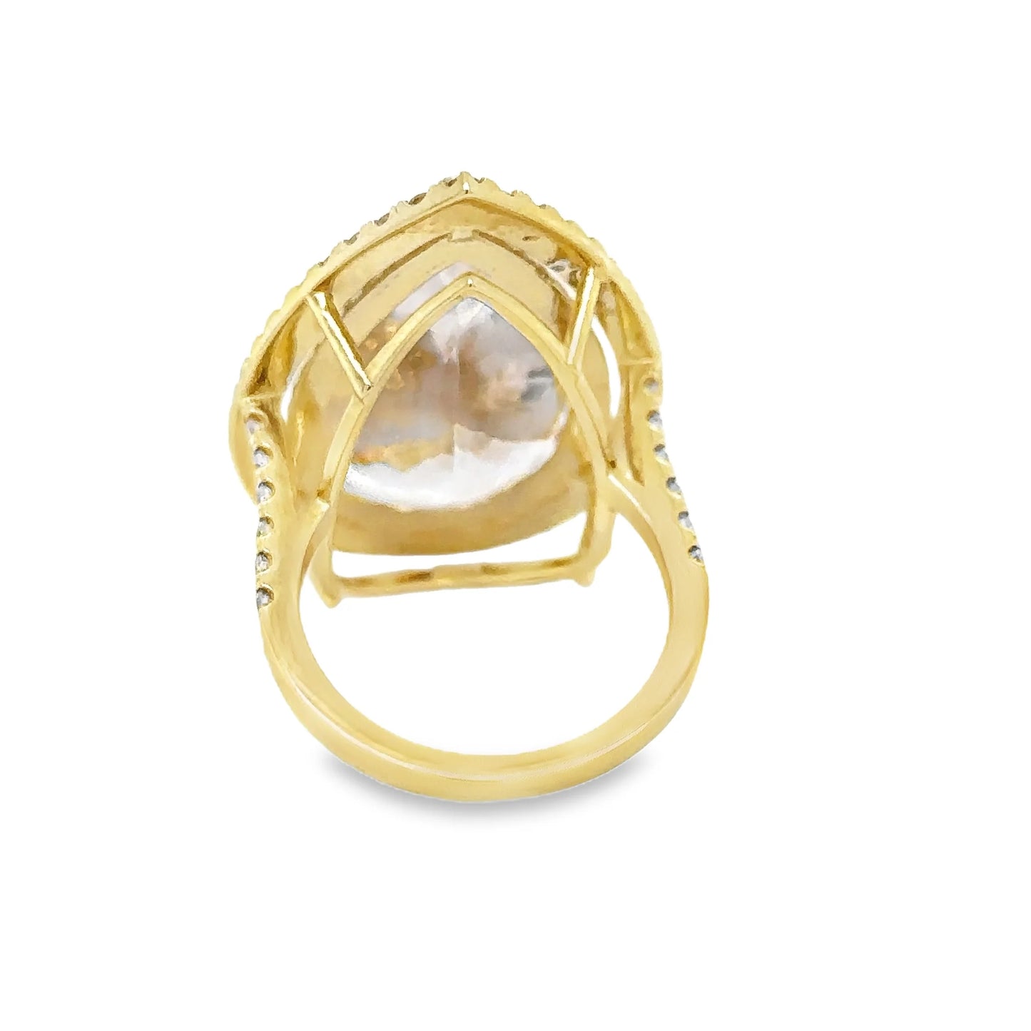 14KT YELLOW GOLD MORGANITE AND DIAMONDS RING