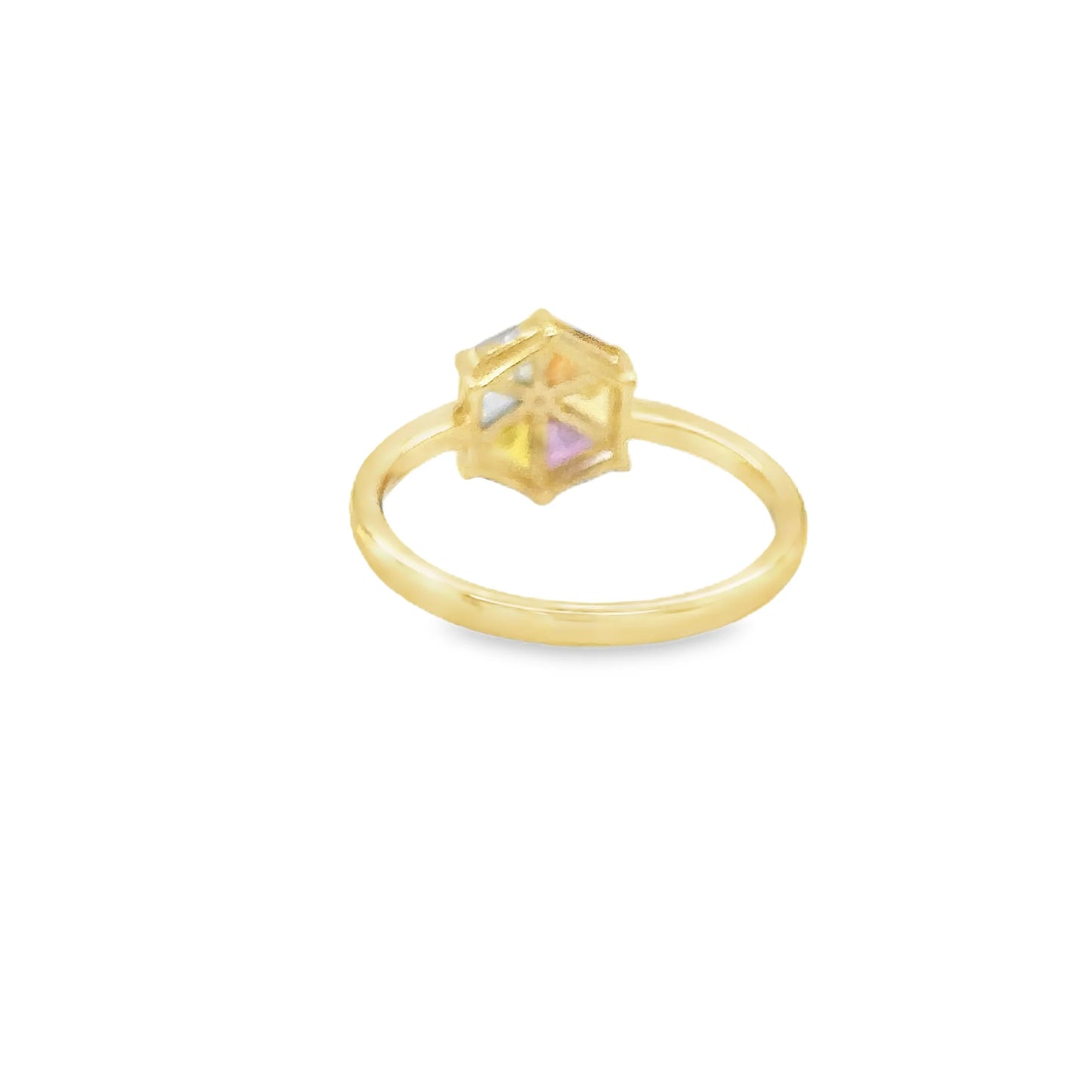 14KT YELLOW GOLD MULTI SAPPHIRE AND DIAMOND RING