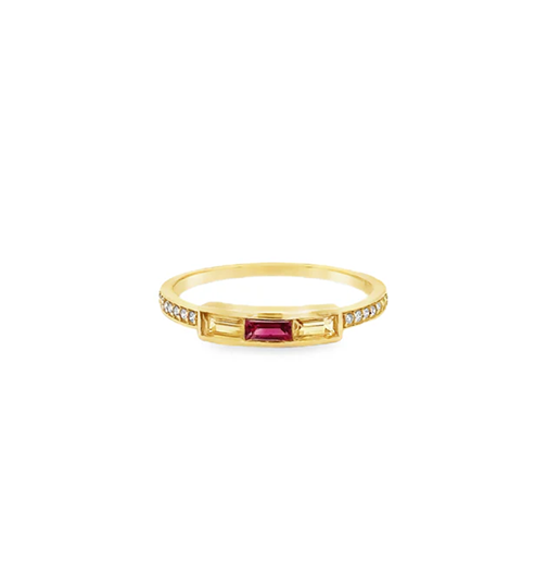 14KT YELLOW GOLD MULTI SAPPHIRE AND DIAMONDS RING