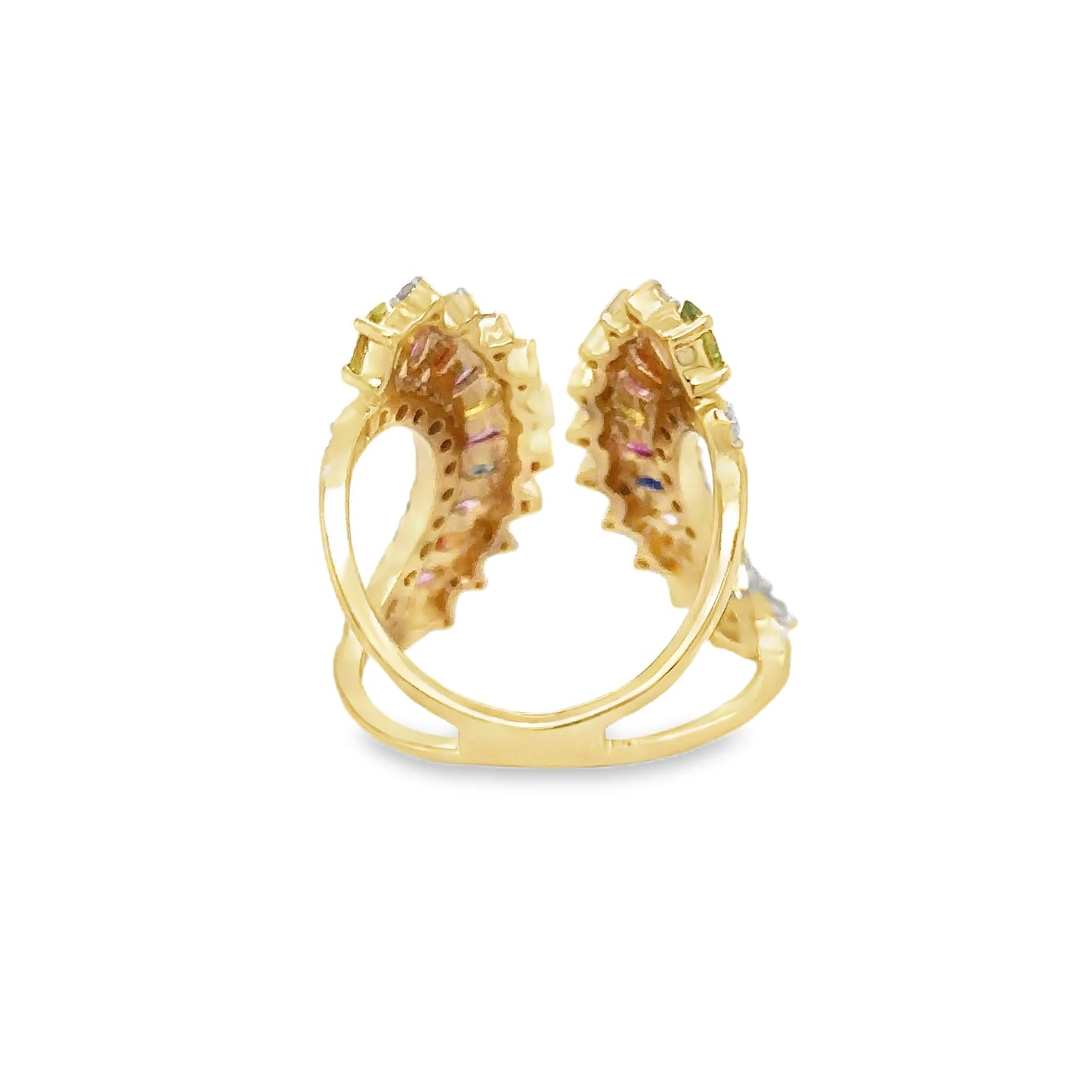 14KT YELLOW GOLD MULTI SAPPHIRE AND DIAMONDS RING