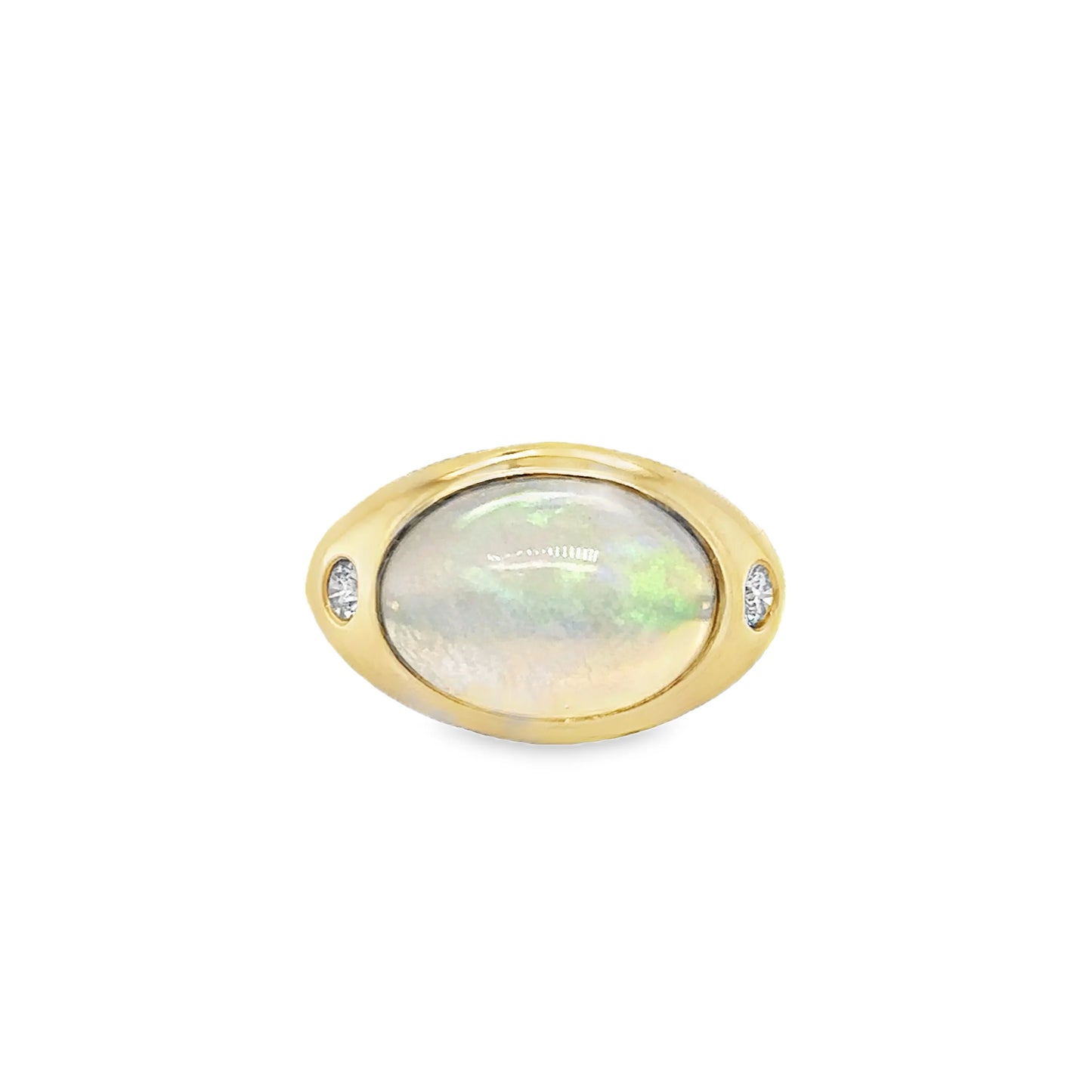 14KT YELLOW GOLD OPAL AND DIAMOND RING