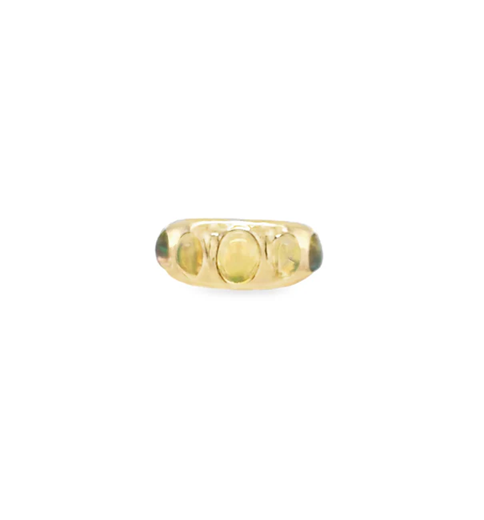 14KT YELLOW GOLD OPAL GYPSY STYLE RING