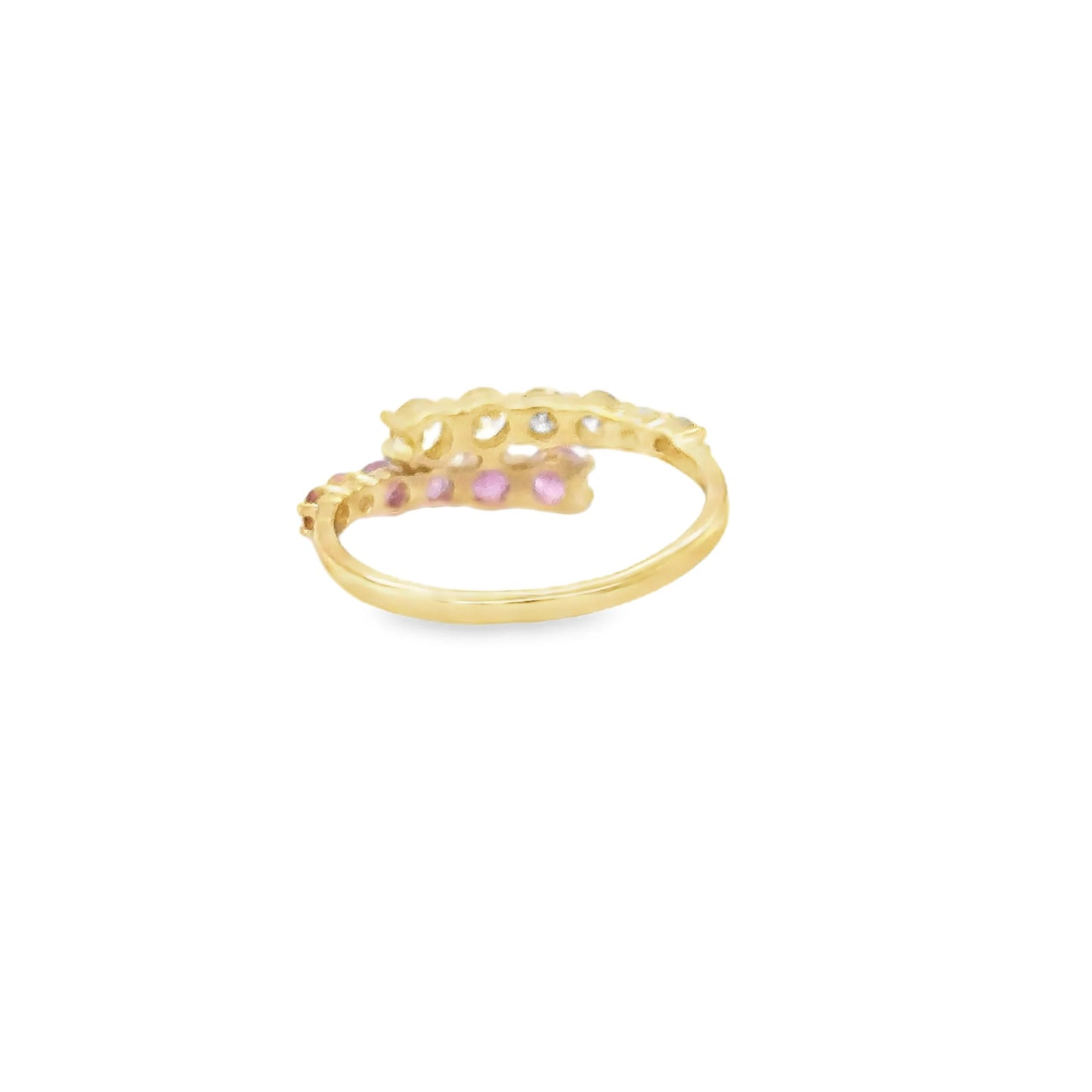14KT YELLOW GOLD PINK SAPPHIRE AND DIAMONDS RING