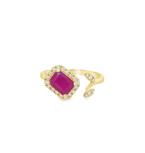 14KT YELLOW GOLD RUBY AND DIAMONDS RING
