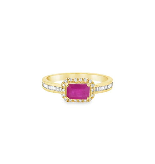 14KT YELLOW GOLD RUBY AND DIAMONDS RING