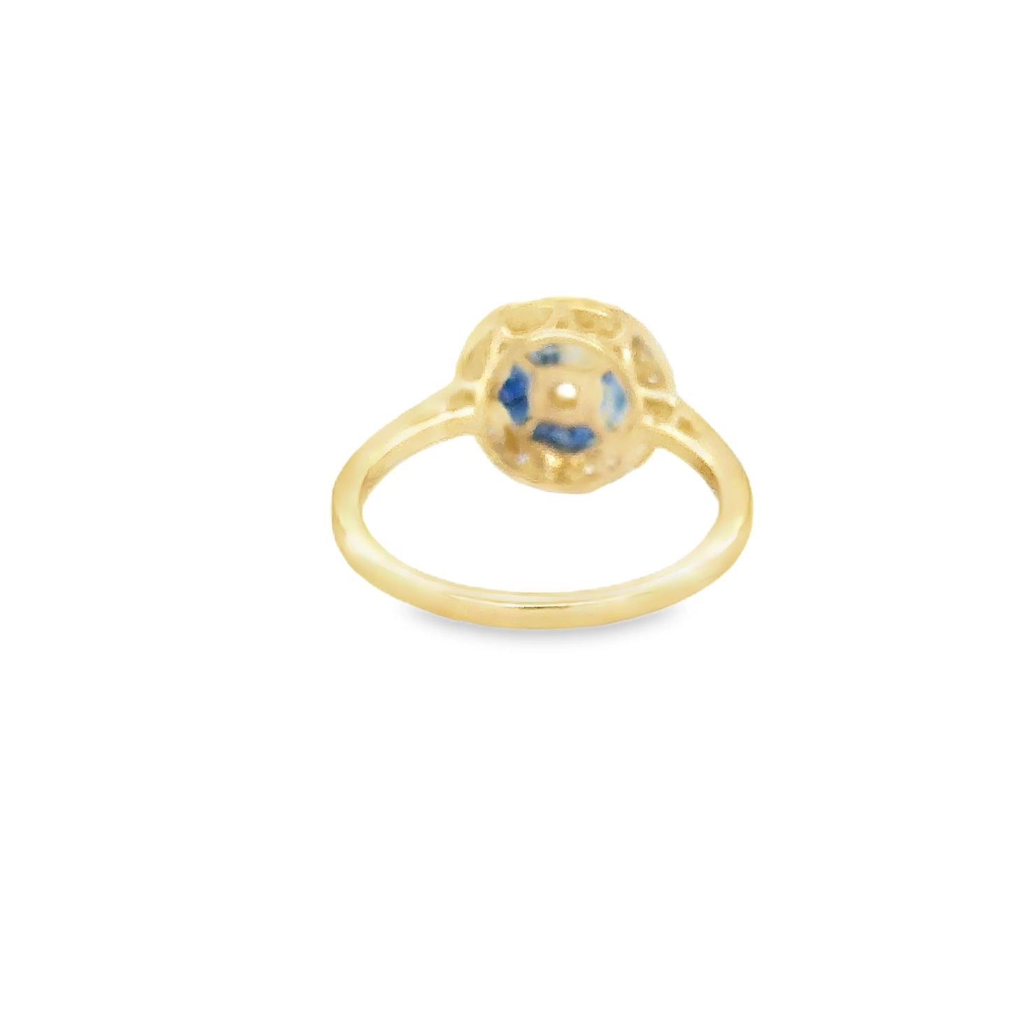 14KT YELLOW GOLD SAPPHIRE AND DIAMONDS RING