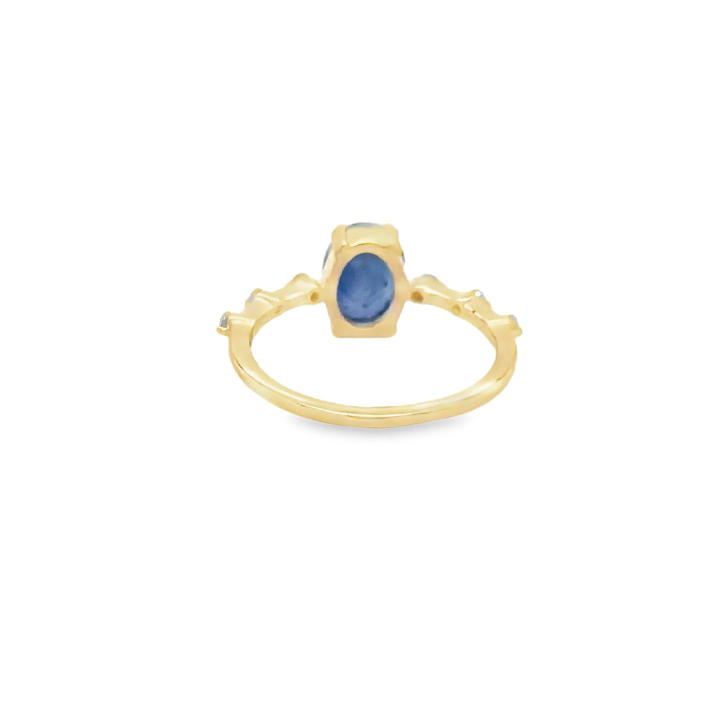 14KT YELLOW GOLD SAPPHIRE AND DIAMONDS RING